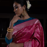 'Chaand Ki Jaali' Rani Geometric Benarasi Handloom Sari