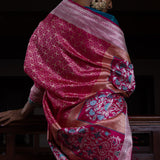'Chaand Ki Jaali' Rani Geometric Benarasi Handloom Sari