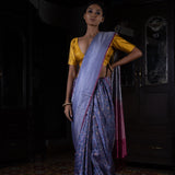 'Pushp Rekha' Neeli Tanchoi Zari Pure Silk Benarasi Handloom Sari