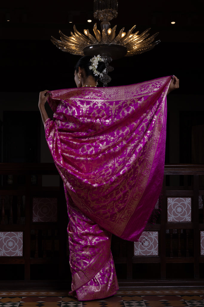 Surkh Surur' Rani Jaal Benarasi Handloom Sari