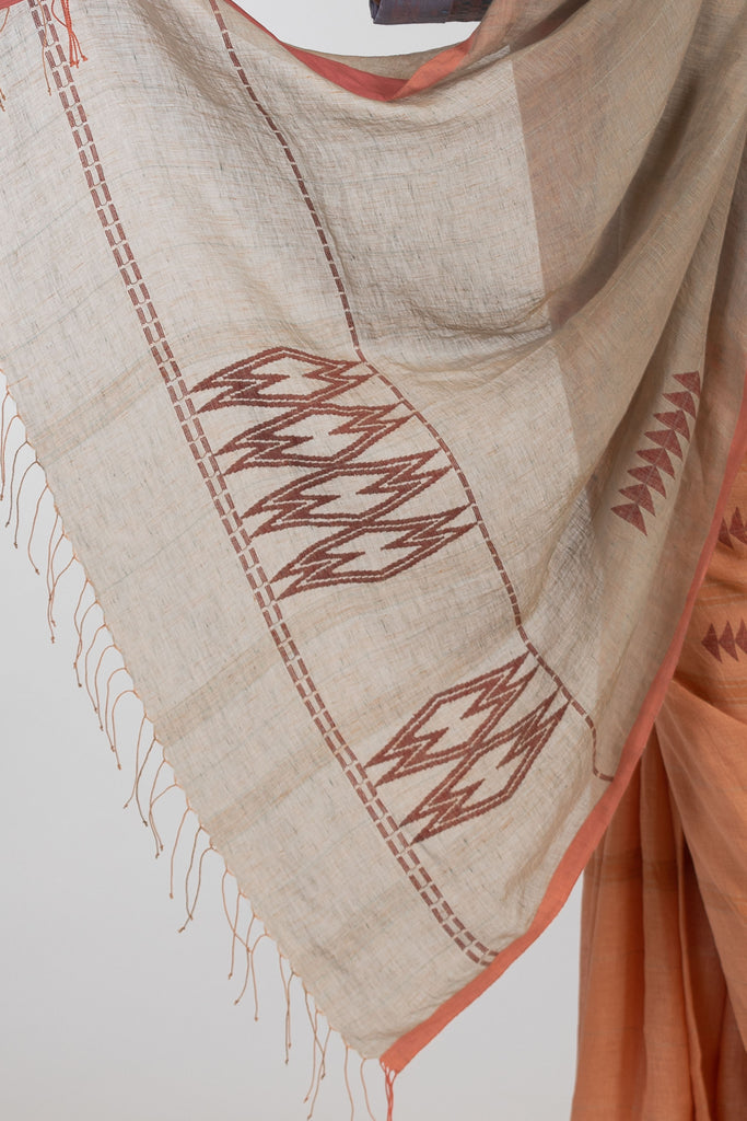 'ARCHANA' Jamdani Linen Handloom Sari