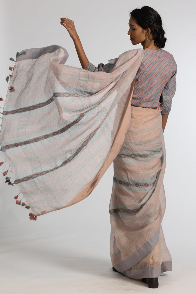 'KAJOL' Linen Handloom Sari