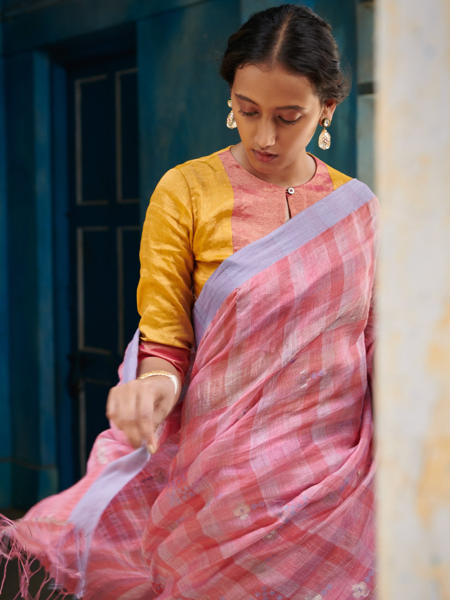 Sudha Jamdani Linen Handloom Sari