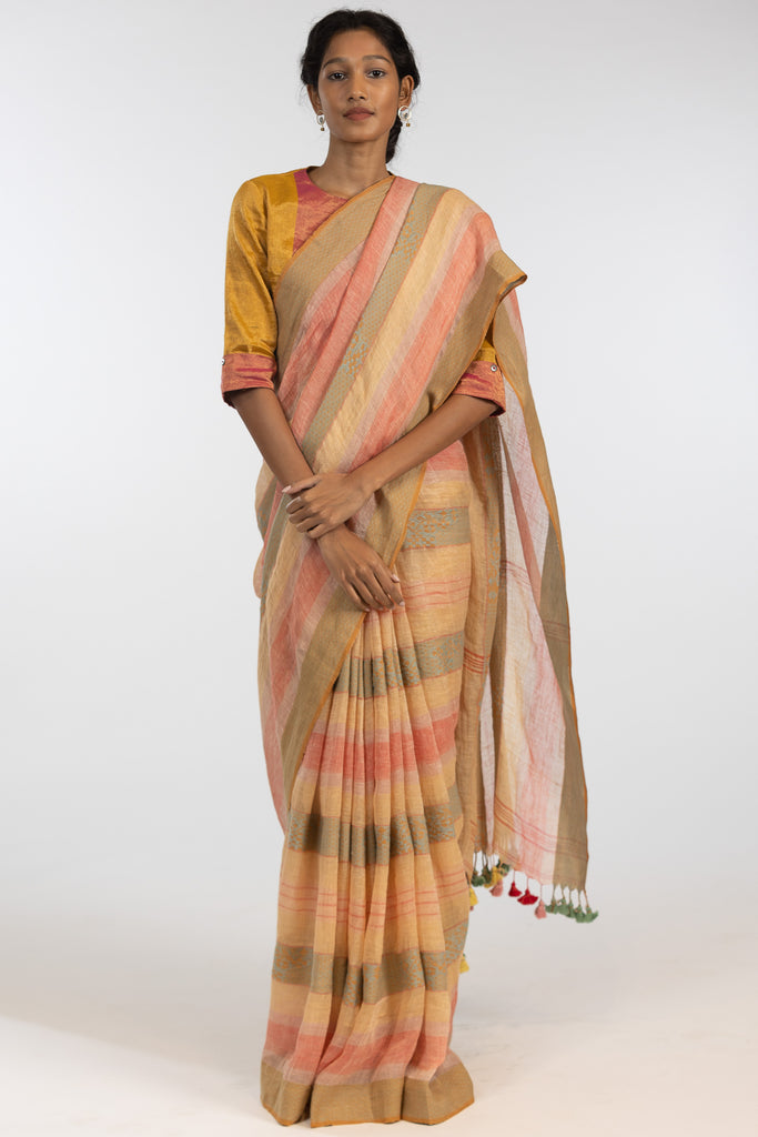 'BHANU' Linen Handloom Sari