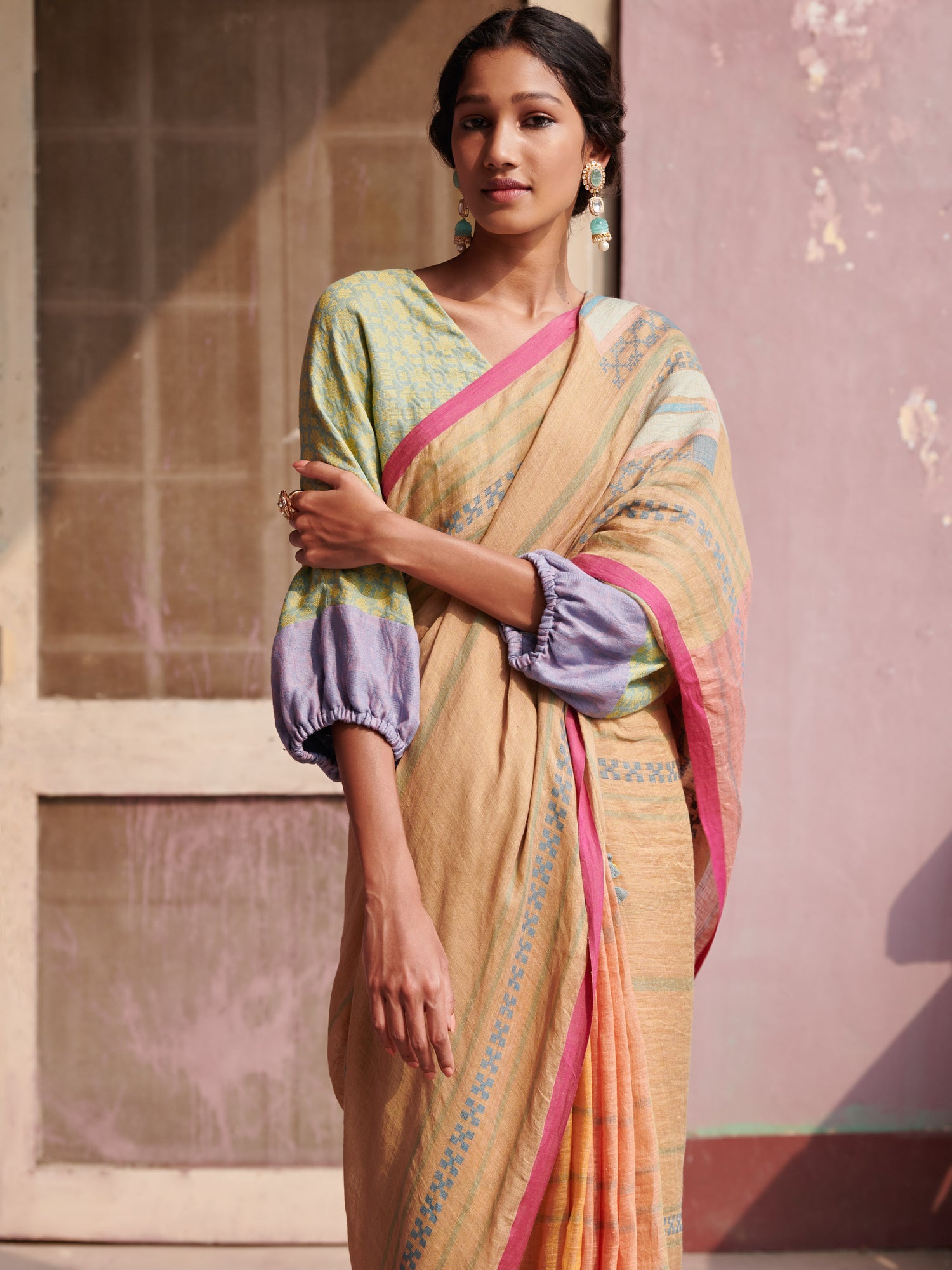 Sakshi Linen Handloom Sari
