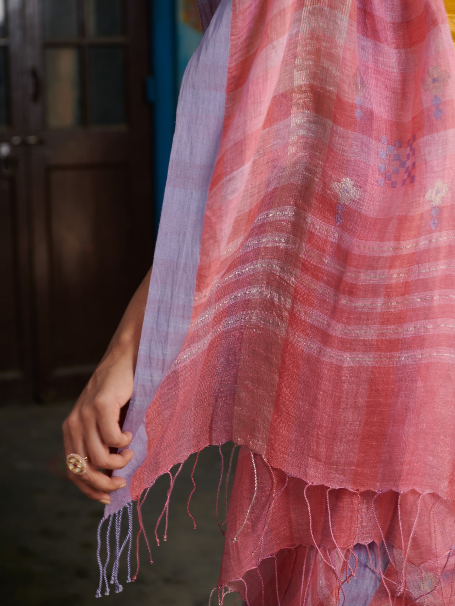 Sudha Jamdani Linen Handloom Sari
