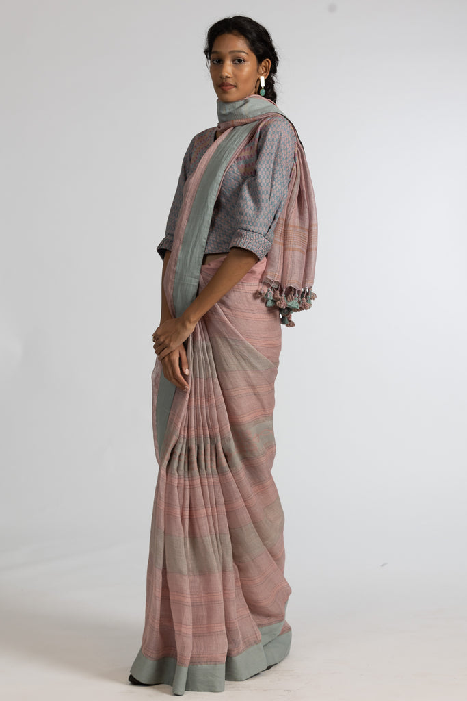 'NEELU' Linen Handloom Sari