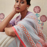 Rajyashree Jamdani Linen Handloom Sari
