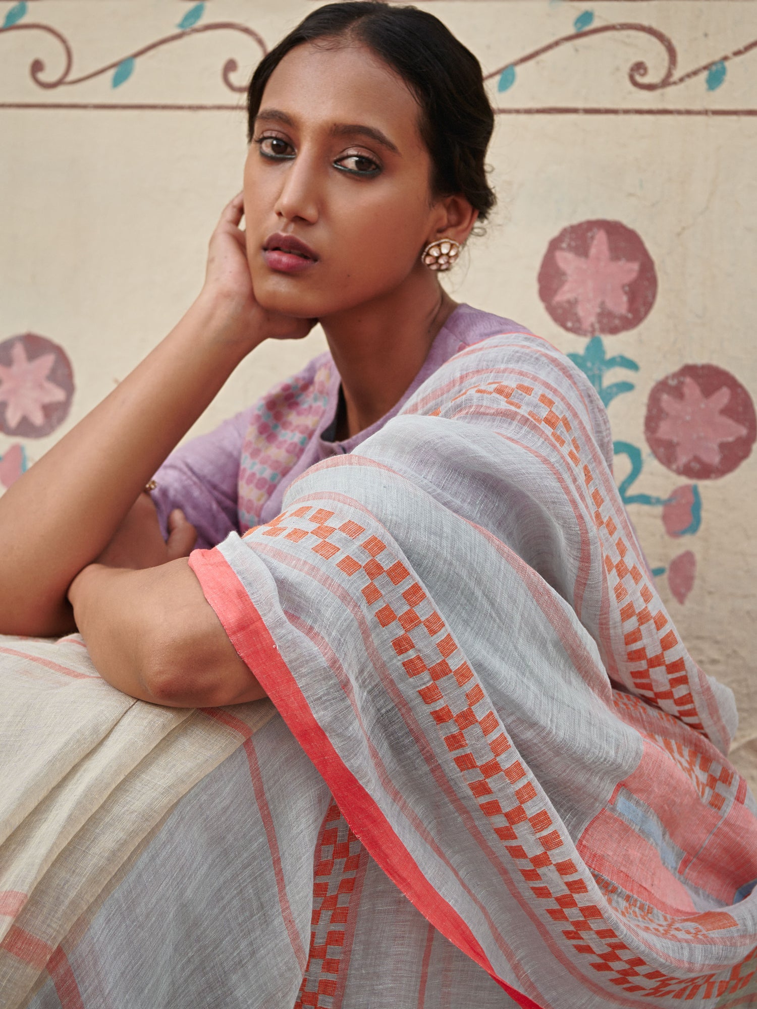 Rajyashree Jamdani Linen Handloom Sari