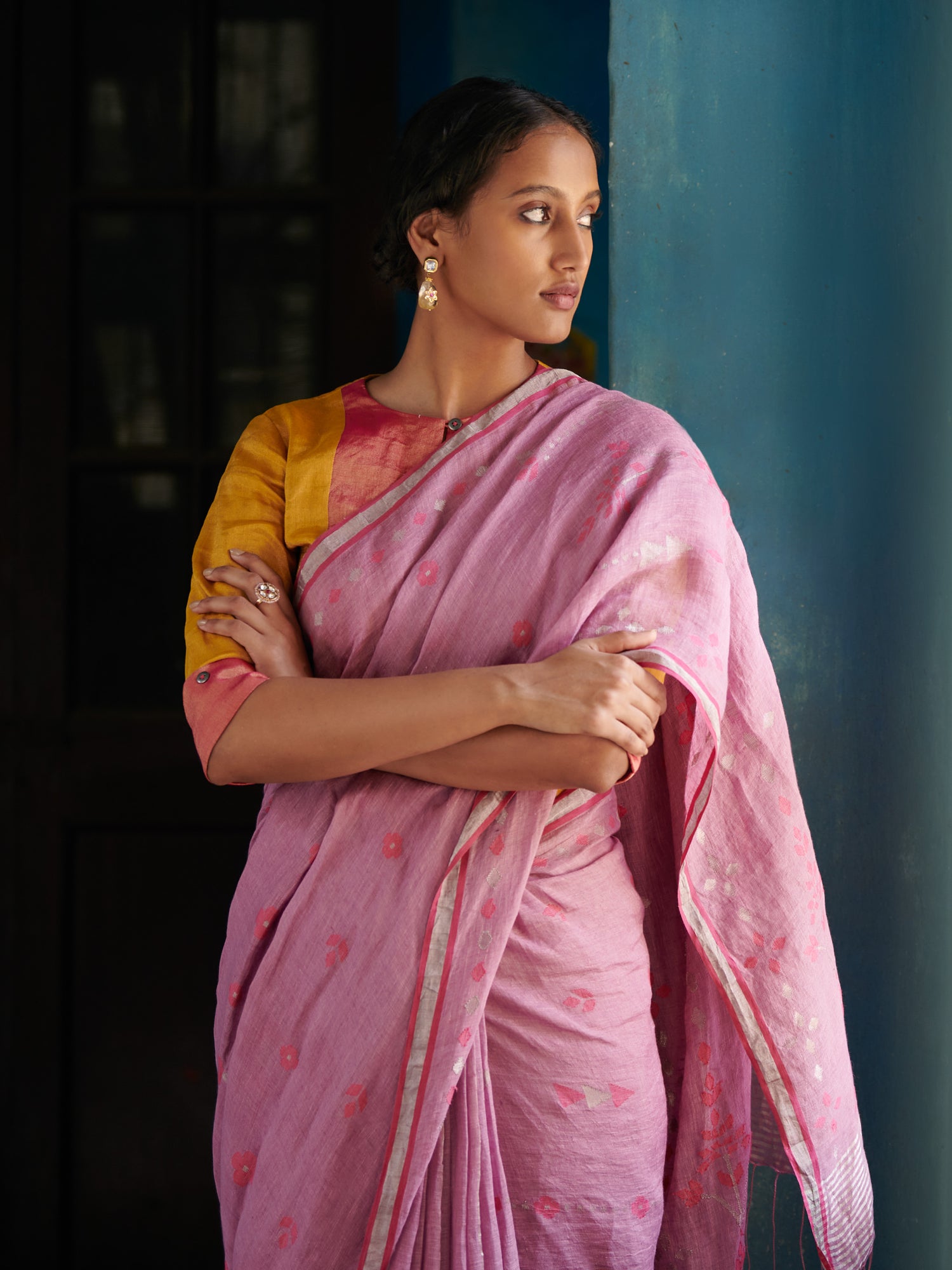 Masuma Jamdani Linen Handloom Sari