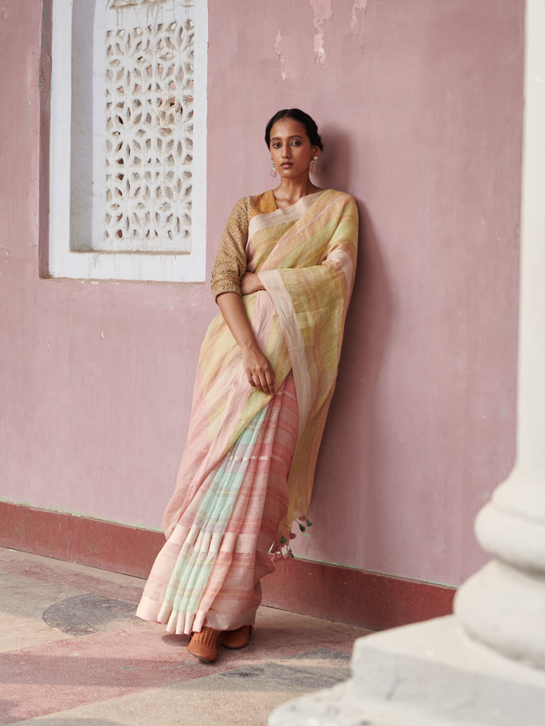 Rani Linen Handloom Sari