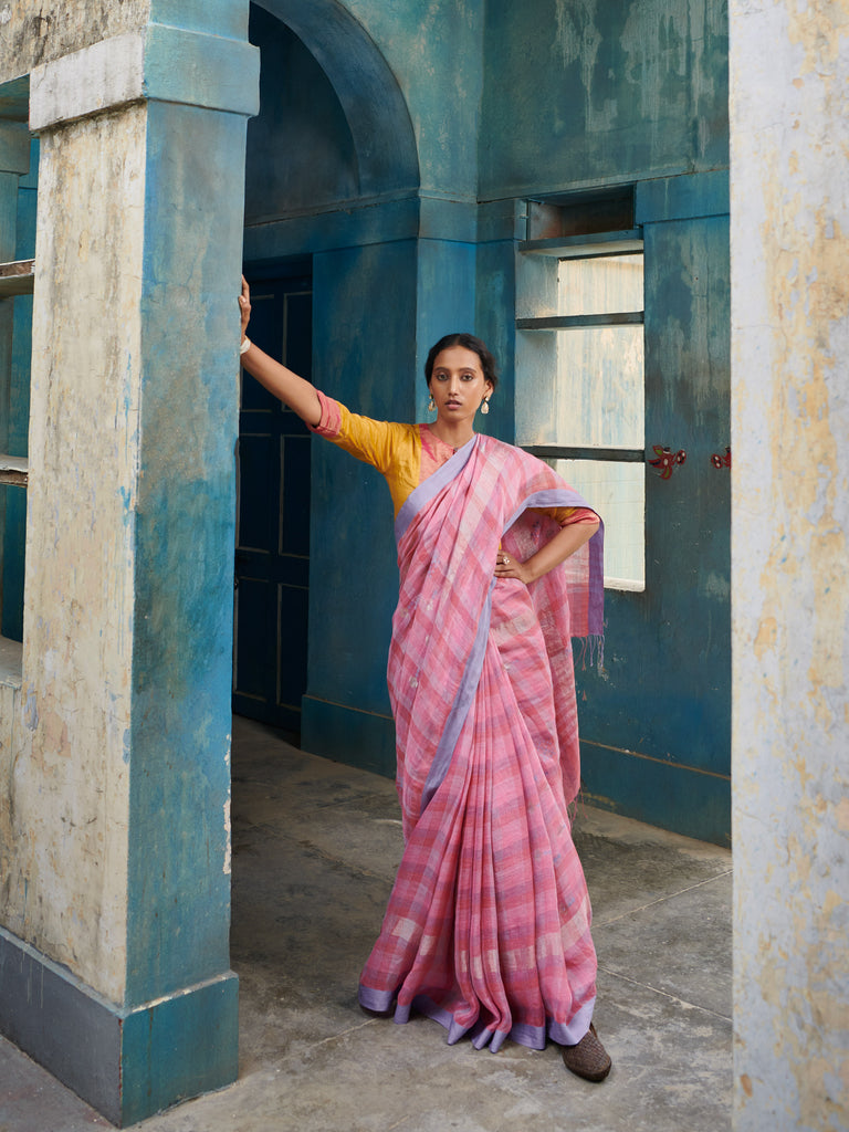 Sudha Jamdani Linen Handloom Sari