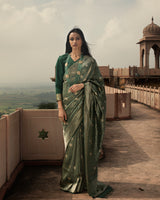 'Jhilmil Sitara' Hariyar Ektara Benarasi Handloom Sari