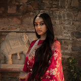 'Indra Ki Pari' Laali Jangla Zari Pure Silk Benarasi Handloom Sari