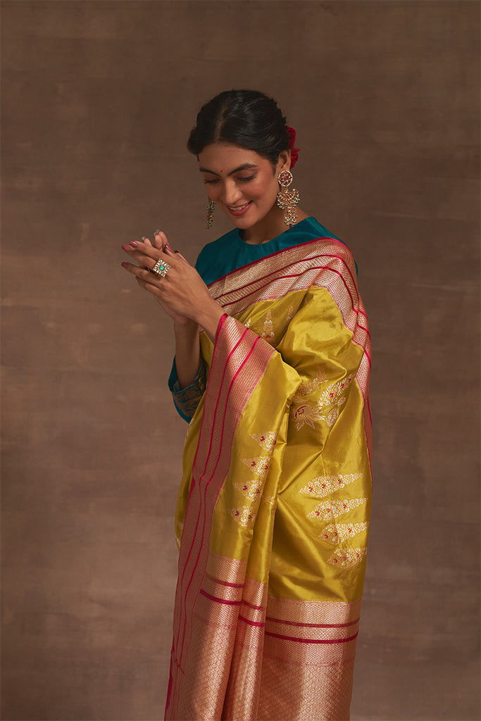 'Banno ki Bagiya' Dhani Kadiyal Benarasi Handloom Sari