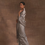 'Slaty Marmari' Tanchoi Benarasi Handloom Sari