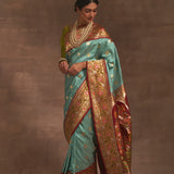 'Roop Bazar' Aasmani Kadiyal Benarasi Handloom Sari