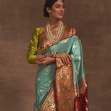'Roop Bazar' Aasmani Kadiyal Benarasi Handloom Sari