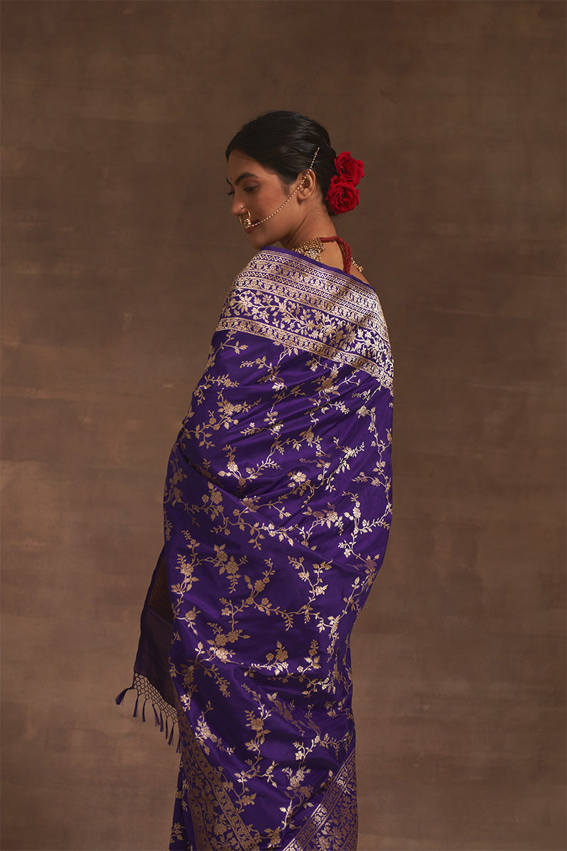 'Champai Noor' Baigani Kadhua Benarasi Handloom Sari